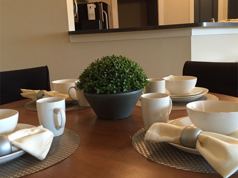Dining area with place settings